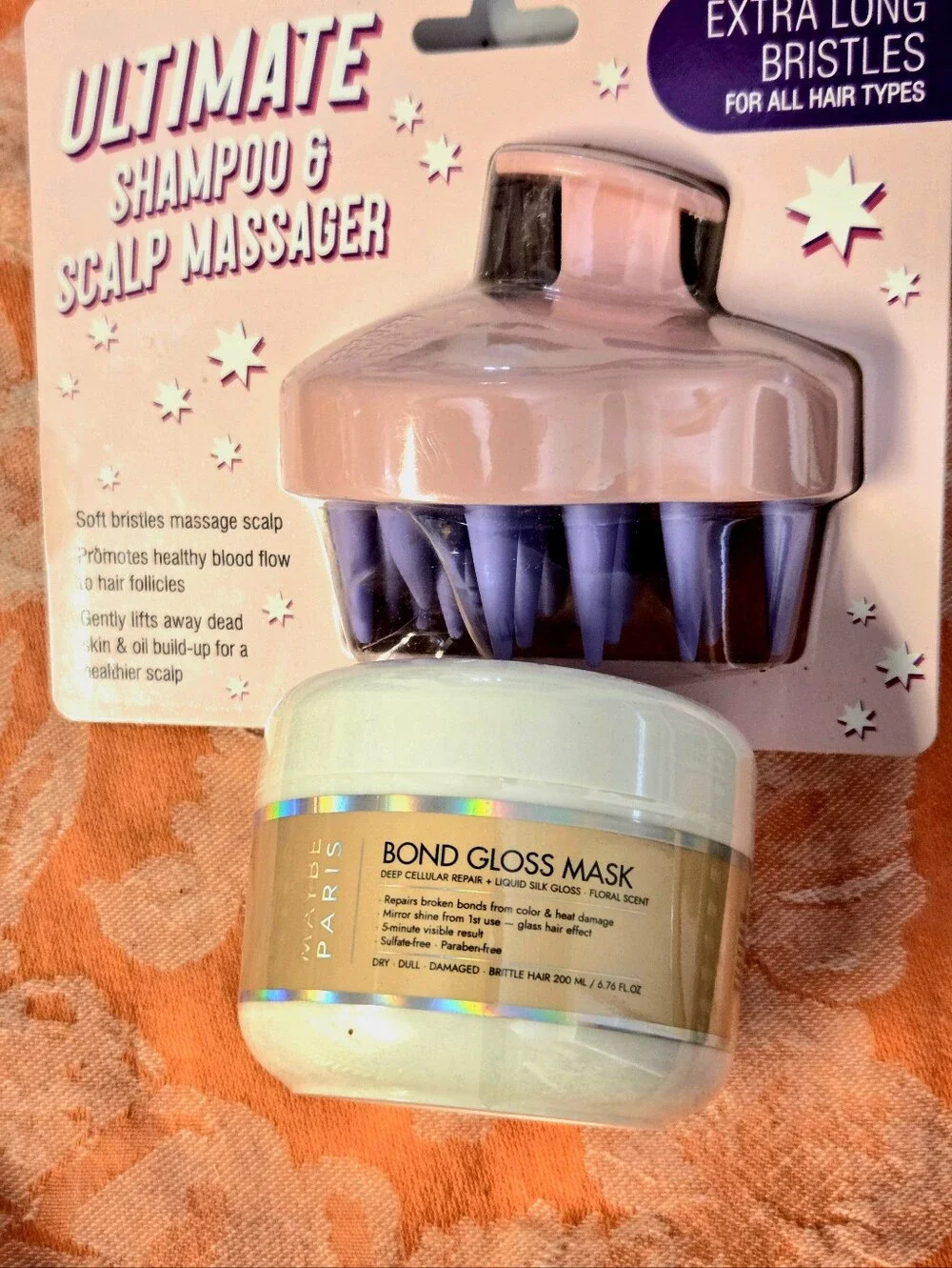 Maybe Paris Bond Gloss Hair Mask & Shampoo Scalp Massager 2 Pc Sealed $65 Value